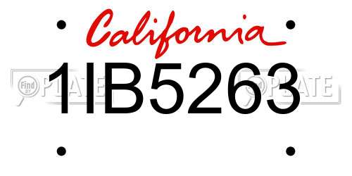 1IB5263 California License Plate
