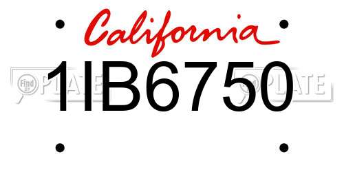 1IB6750 California License Plate