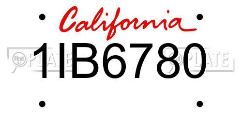 1IB6780 California License Plate
