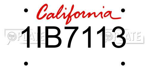 1IB7113 California License Plate