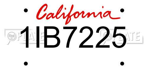 1IB7225 California License Plate
