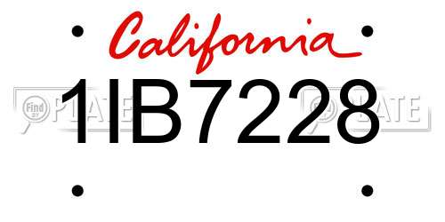1IB7228 California License Plate