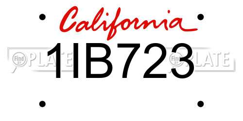 1IB723 California License Plate