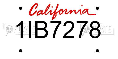 1IB7278 California License Plate