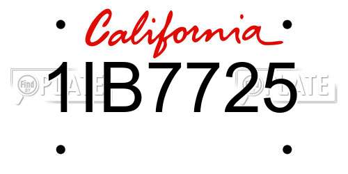 1IB7725 California License Plate