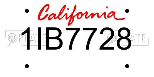 1IB7728 California License Plate