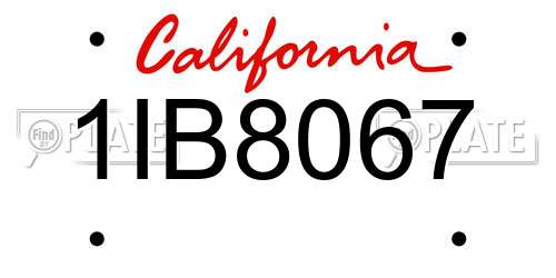 1IB8067 California License Plate