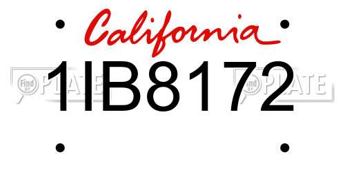 1IB8172 California License Plate
