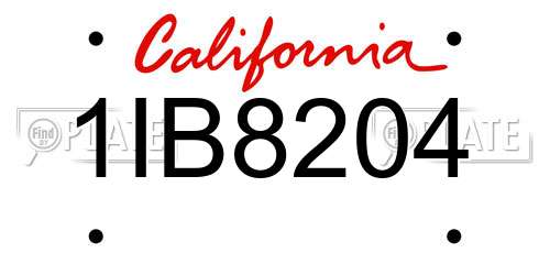1IB8204 California License Plate