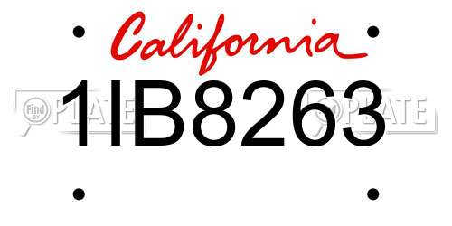 1IB8263 California License Plate