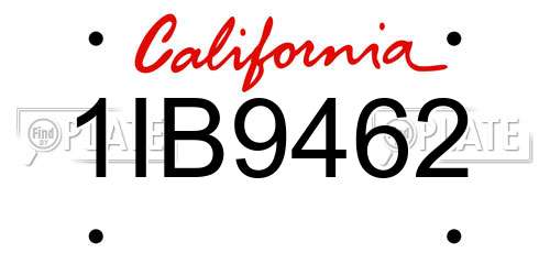 1IB9462 California License Plate