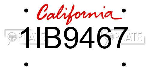 1IB9467 California License Plate