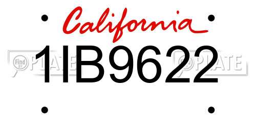 1IB9622 California License Plate