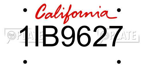 1IB9627 California License Plate
