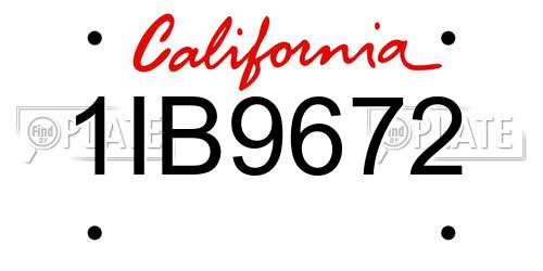 1IB9672 California License Plate