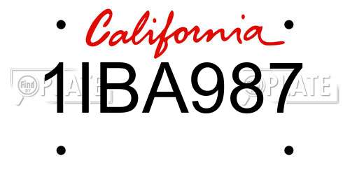 1IBA987 California License Plate