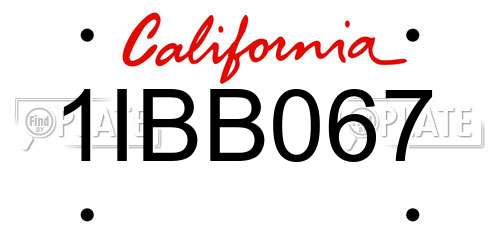 1IBB067 California License Plate