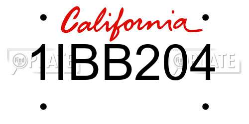 1IBB204 California License Plate
