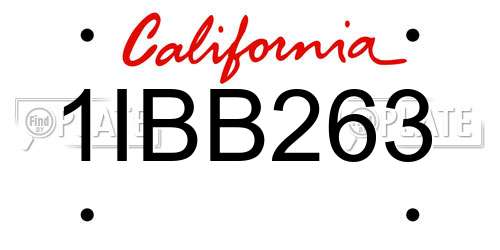 1IBB263 California License Plate