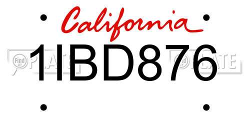1IBD876 California License Plate