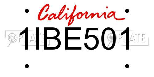 1IBE501 California License Plate