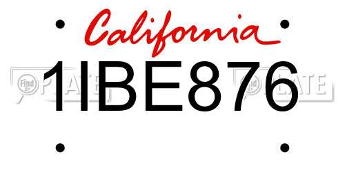 1IBE876 California License Plate