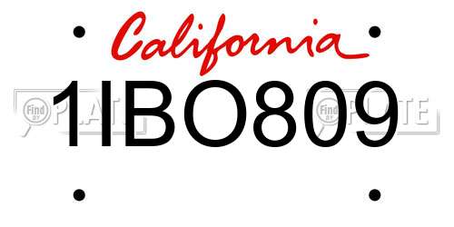 1IBO809 California License Plate