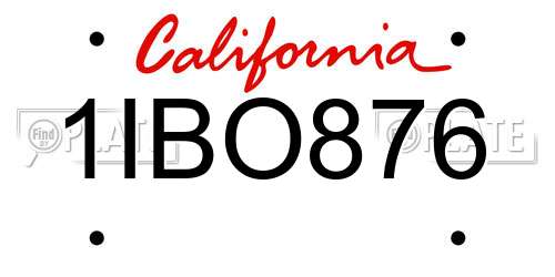 1IBO876 California License Plate