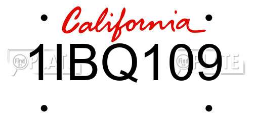 1IBQ109 California License Plate