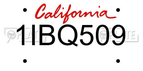1IBQ509 California License Plate