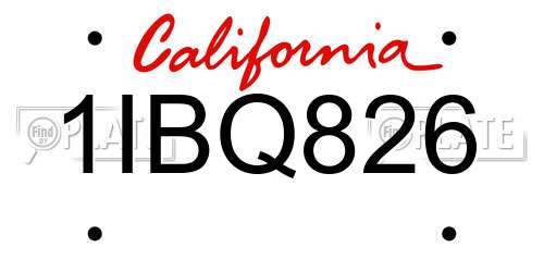 1IBQ826 California License Plate