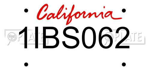 1IBS062 California License Plate