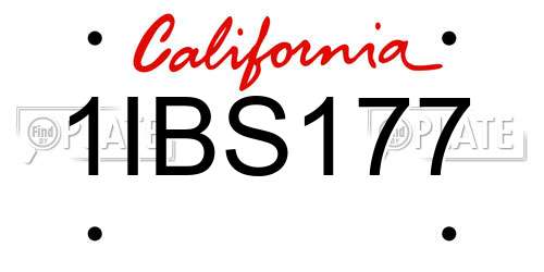 1IBS177 California License Plate