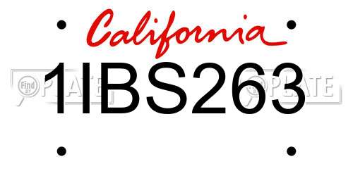 1IBS263 California License Plate
