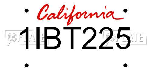 1IBT225 California License Plate