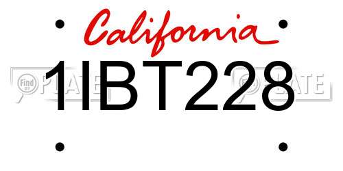 1IBT228 California License Plate