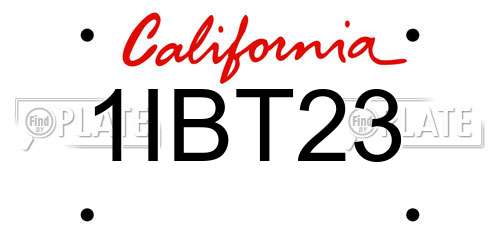 1IBT23 California License Plate