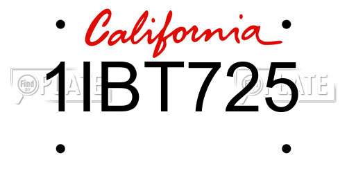 1IBT725 California License Plate