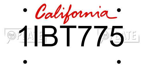 1IBT775 California License Plate