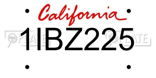 1IBZ225 California License Plate