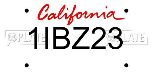 1IBZ23 California License Plate