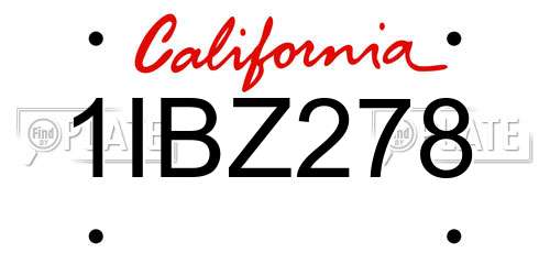 1IBZ278 California License Plate