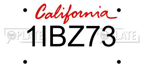 1IBZ73 California License Plate