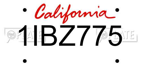 1IBZ775 California License Plate