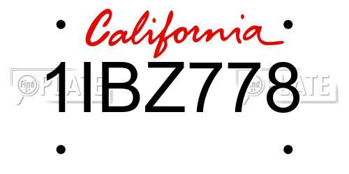 1IBZ778 California License Plate