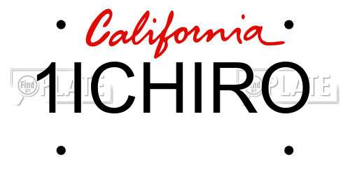 1ICHIRO California License Plate