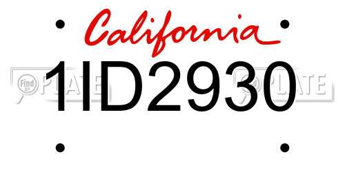 1ID2930 California License Plate