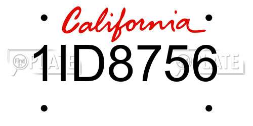 1ID8756 California License Plate