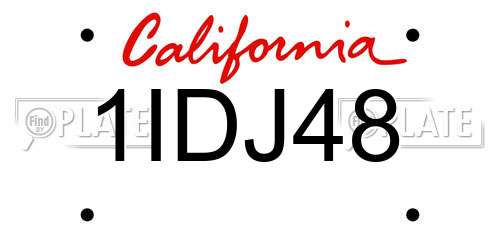 1IDJ48 California License Plate