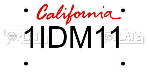 1IDM11 California License Plate